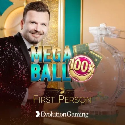Table Games logo of First Person Mega Ball from Evolution at SpinsofGlory Casino